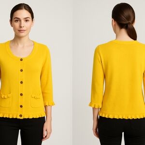 Juicy Couture Yellow Cashmere Wool blend cardigan sweater Size L